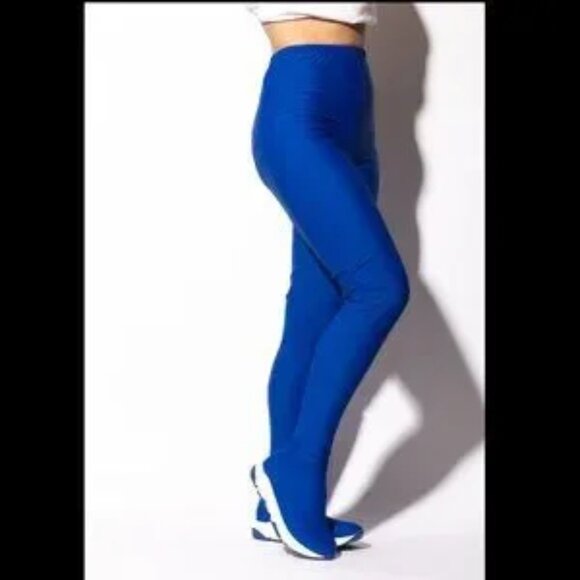 Blue All In One Lycra Stretch Legging Sneaker Pants - Picture 2 of 4
